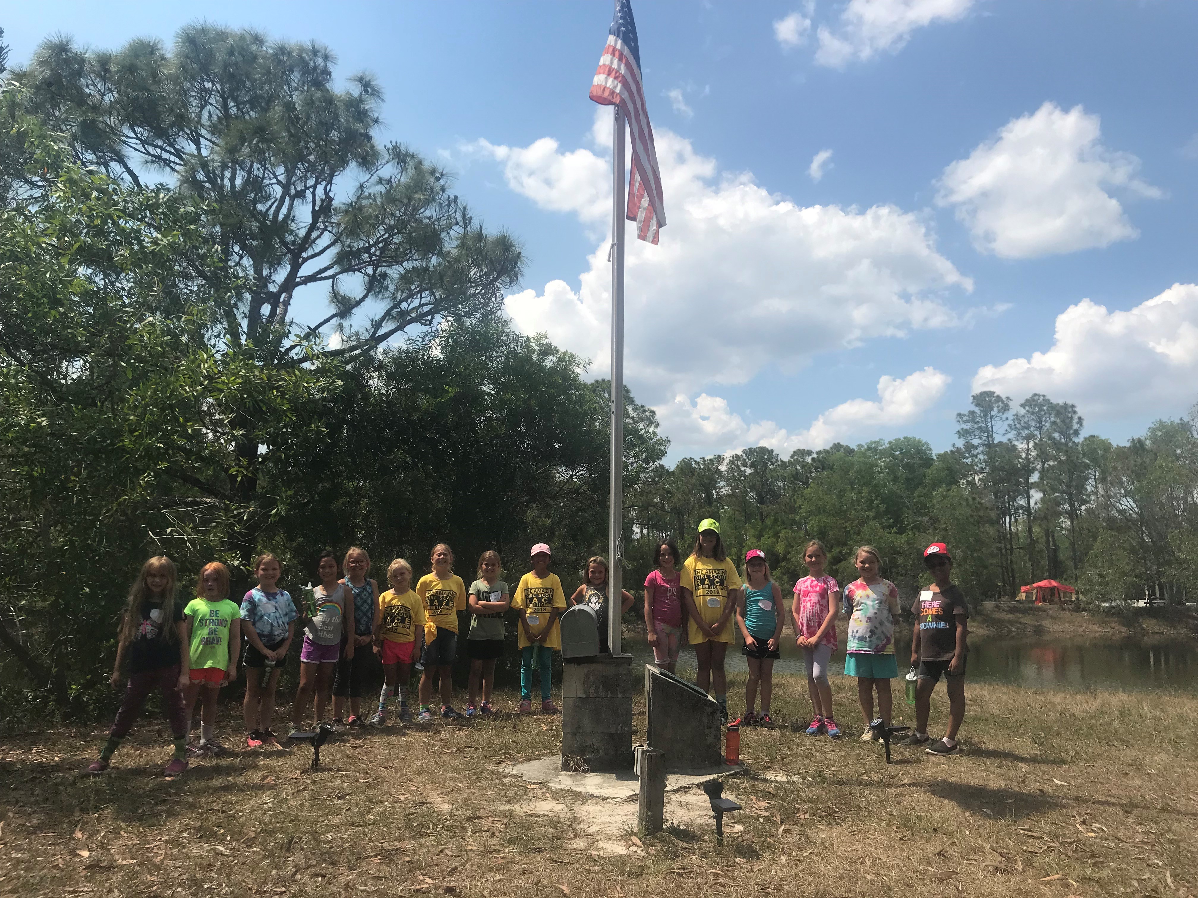 The new solar lighting provides proper illumination for Old Glory.