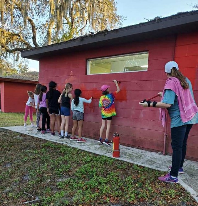 Hoin Hanta Service Project TAP - Troop 42 painting Armadillo Bathhouse