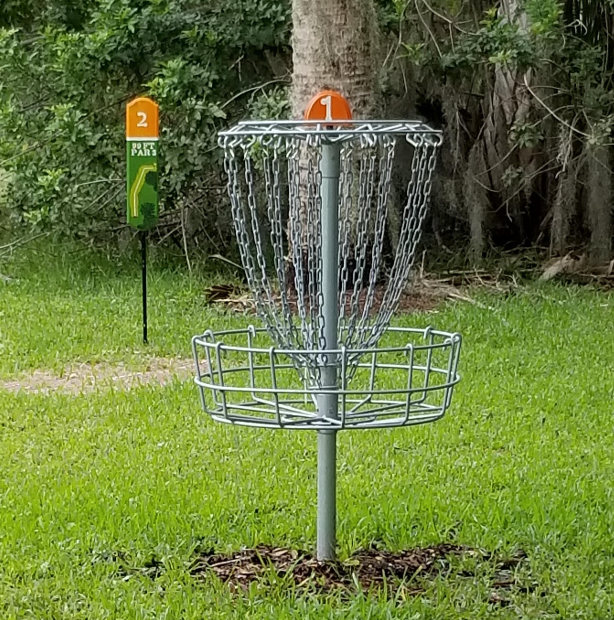 Disk Golf Basket #1 leading to Hole #2