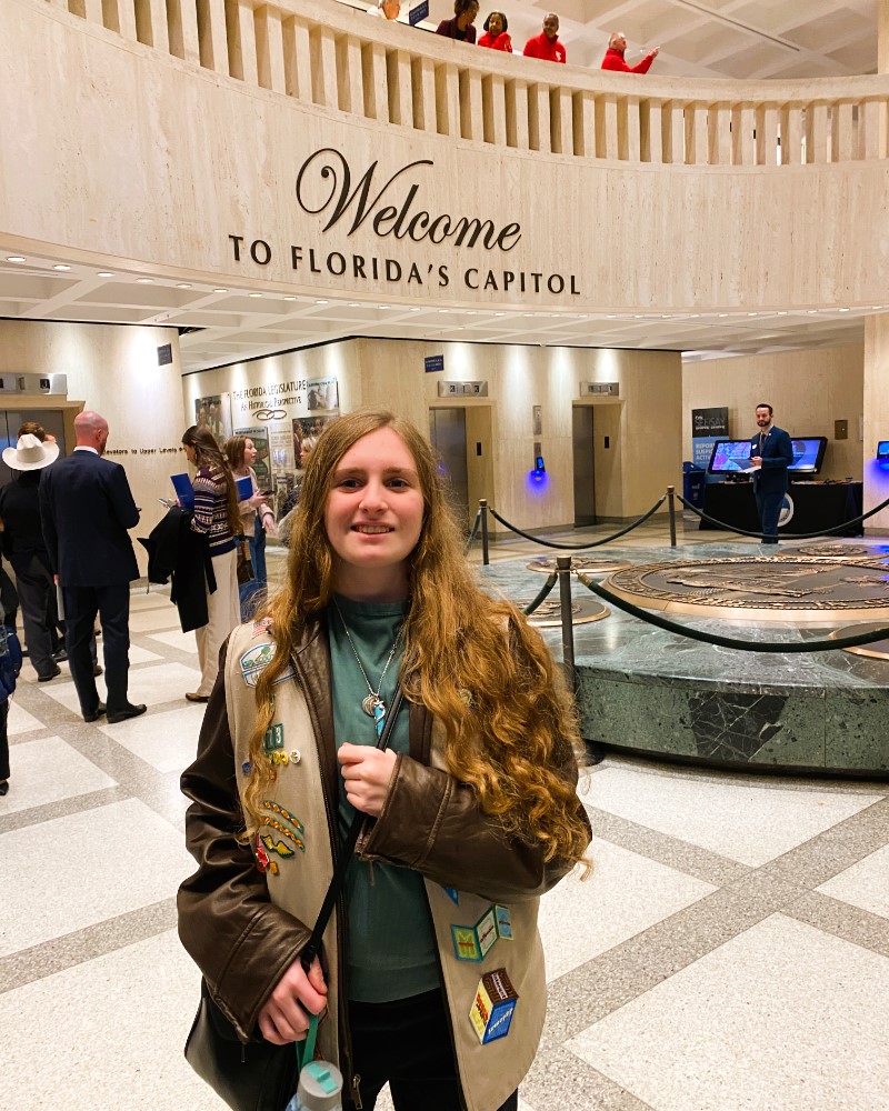 Kaylee Jones of Girl Scouts of Gulfcoast Florida earned her Girl Scout Gold Award by leading the “Hope for the Helpless” initiative to raise awareness of Safe Haven laws and advocate for Safe Haven Baby Boxes in Florida to help prevent infant abandonment.